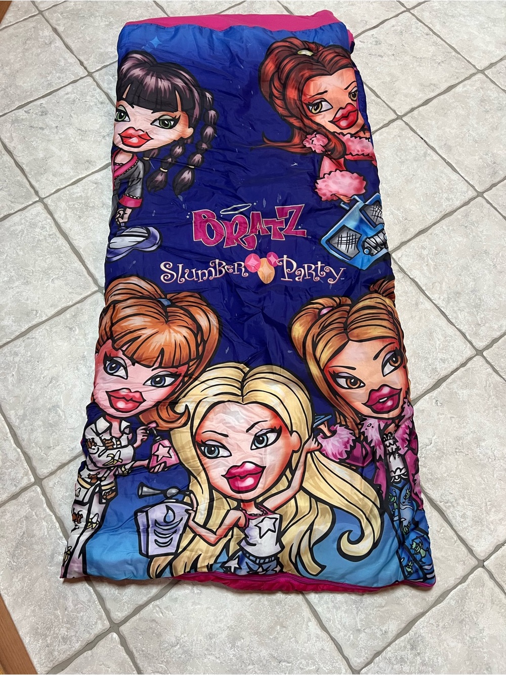 Bratz Logo Sleeping Bag - Hot Pink & Multi-Color - Vintage